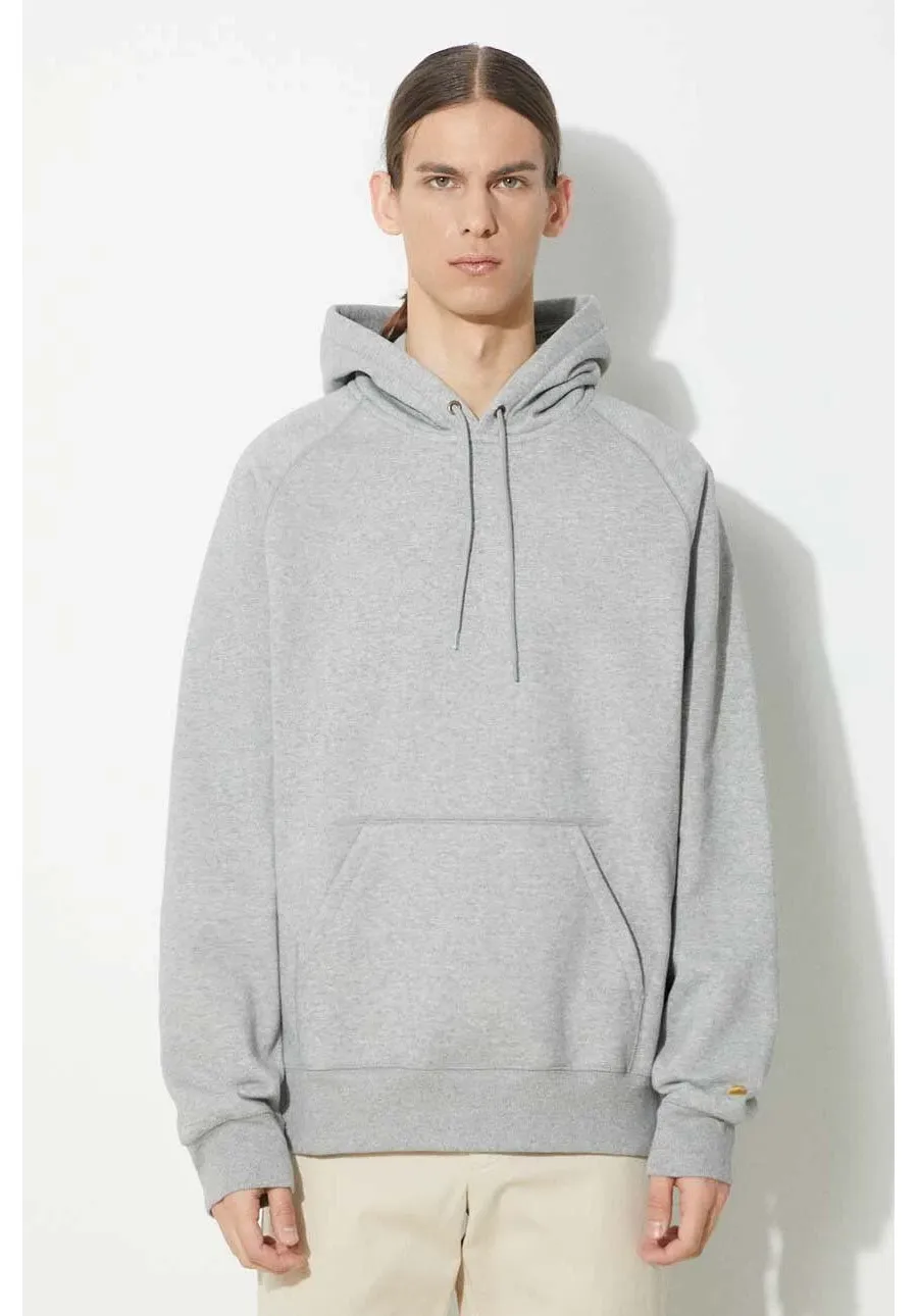 obrazek 1 Carhartt WIP bluza Hooded Chase Sweat męska kolor szary z kapturem melanżowa I033661.00MXX