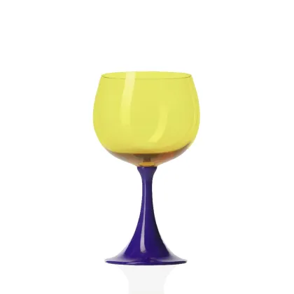 Zdjęcie Luksusowy żółty kieliszek do czerwonego wina włoskie szkło Murano