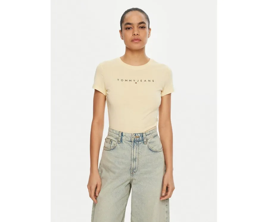 obrazek 1 Tommy Jeans T-Shirt Linear DW0DW18398 Żółty Slim Fit