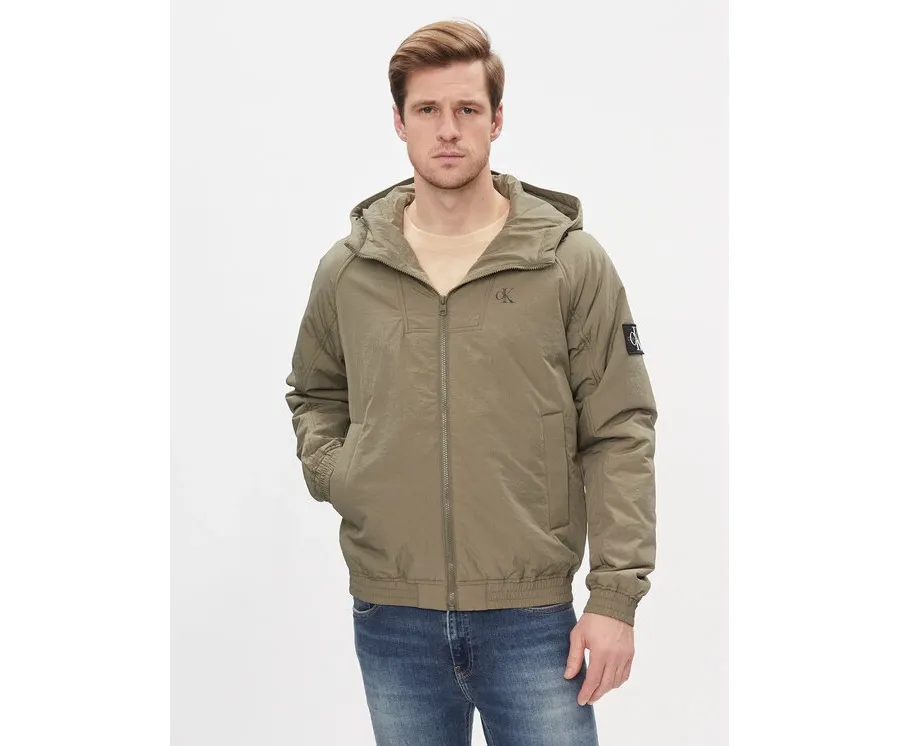 obrazek 1 Calvin Klein Jeans Kurtka przejściowa Hooded Padded Harrington J30J324698 Zielony Regular Fit