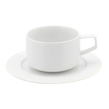 Picture Porcelain tea cup and saucer from the unique classic Silkroad White collection - 4 pieces - Vista Alegre