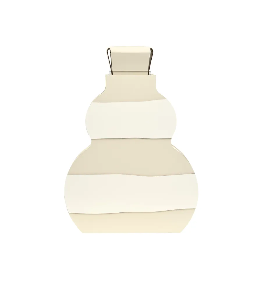 obrazek 1 Unikalny skórzany wazon Otto 9x33xH45 cm w pasy w kolorze waniliowym i białym