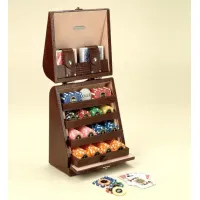 Zdjęcie Texas Poker - drewniany zestaw do gry karcianej pokryty skórą