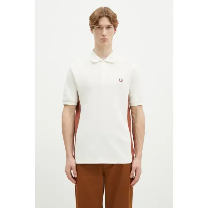 Zdjęcie Fred Perry polo bawełniane męski kolor beżowy gładki M9875.760