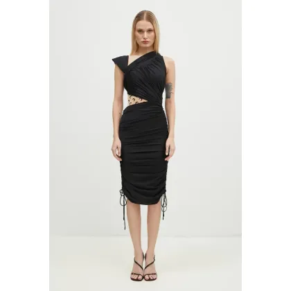 Zdjęcie Marine Serre sukienka Draped Jersey Draped Dress kolor czarny mini dopasowana WDR303A.RJER0018