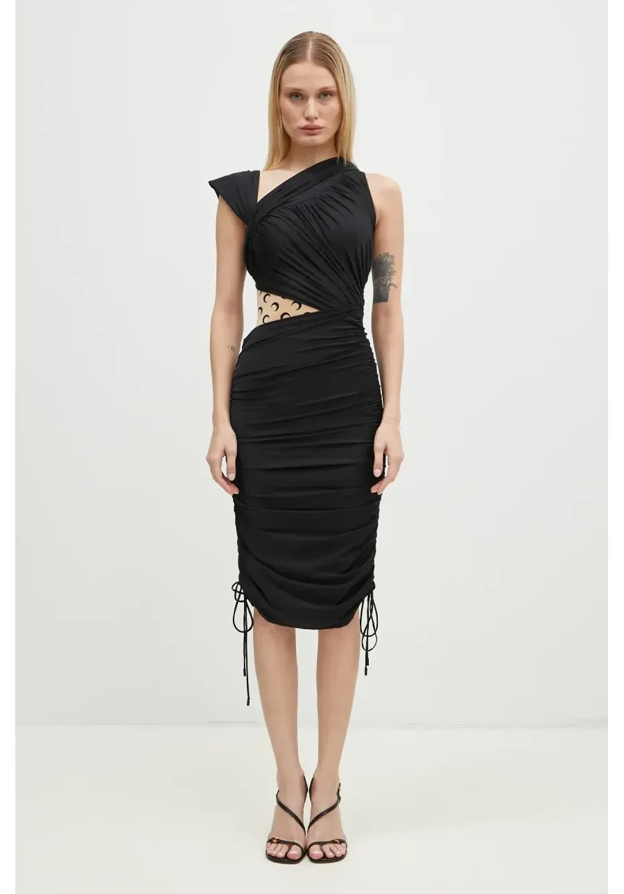 obrazek 1 Marine Serre sukienka Draped Jersey Draped Dress kolor czarny mini dopasowana WDR303A.RJER0018