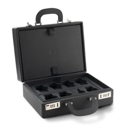 Zdjęcie Piękny pokrowiec skórzany z uchwytami i zamkiem szyfrowym na zegarki