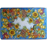 Zdjęcie Prostokątny blat ogrodowy z lawy zdobiony roślinnym ornamentem – Ceramiche Valchida