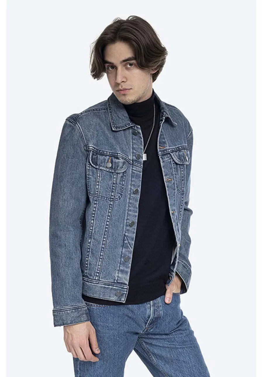 obrazek 1 A.P.C. kurtka jeansowa Veste Jean Us męska kolor granatowy przejściowa COZZK.H02223-INDIGO