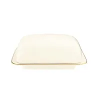 Zdjęcie Kremowa porcelanowa maselniczka z pokrywką zdobiona złotą obwódką z Niemiec – Tettau