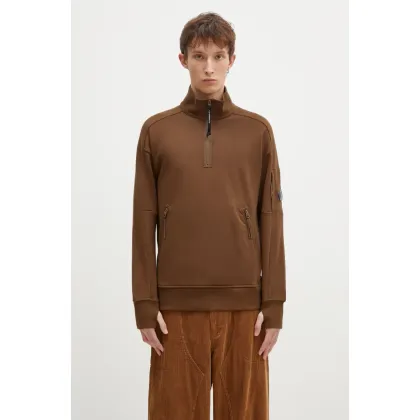Zdjęcie C.P. Company bluza bawełniana Diagonal Raised Fleece Half Zipped Sweatshirt męska kolor pomarańczowy gładka 17CMSS027A005086W