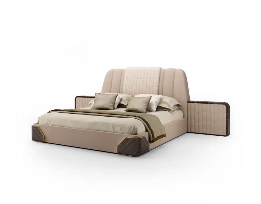 picture 1 Classic Italian prestigious double bed with an upholstered side structure for a luxury bedroom - Bianchini