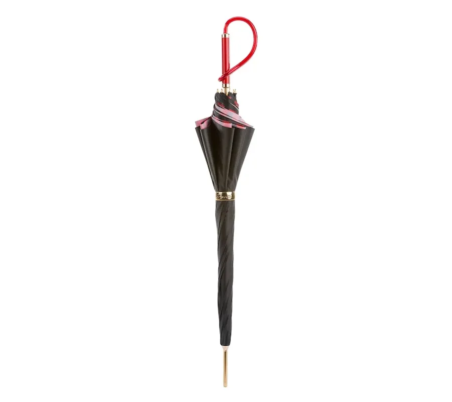 obrazek 2 Piękny czarno-czerwony parasol damski w czarne kropki – Pasotti