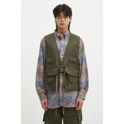 Zdjęcie Engineered Garments bezrękawnik jeansowy Fowl Vest męski kolor zielony przejściowy 24F1C002