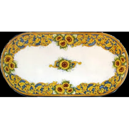 Zdjęcie Piękny blat z lawy do ogrodu ze słonecznikowym zdobieniem - Ceramiche Valchida