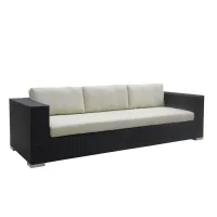 Zdjęcie Ekskluzywna duża sofa z czarnego rattanu