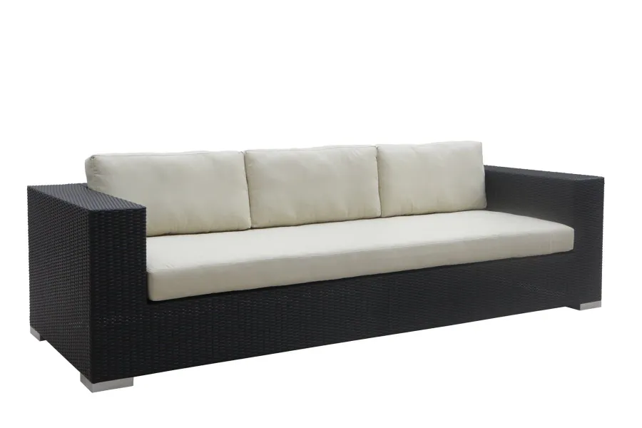 obrazek 1 Ekskluzywna duża sofa z czarnego rattanu