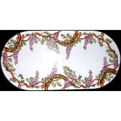 Zdjęcie Oryginalny blat z kamienia wulkanicznego do ogrodu zdobiony motywem kwitnącego drzewa - Ceramiche Valchida