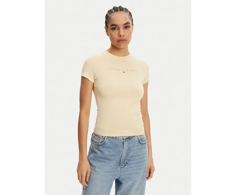 obrazek 1 Tommy Jeans T-Shirt Tonal Linear DW0DW20315 Żółty Slim Fit