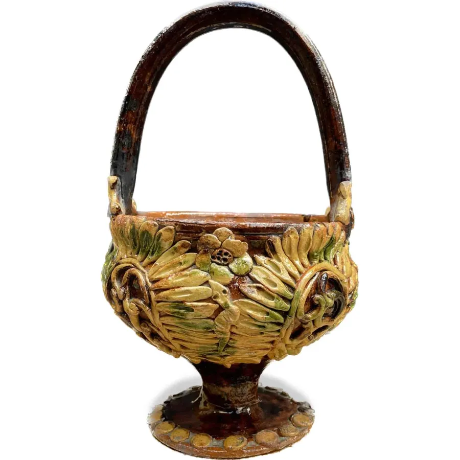 obrazek 1 Kociołek z uchwytem ceramicznym Val di Chiana z XIX wieku