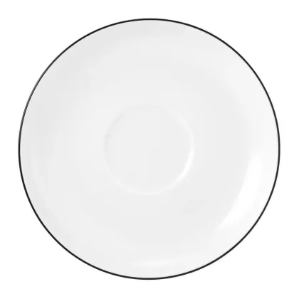 Zdjęcie Porcelanowy okrągły spodek 14,5 cm z czarnym rantem - Seltmann Weiden