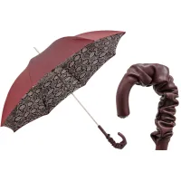 Picture Exclusive burgundy women's umbrella decorated with a python skin pattern - Pasotti