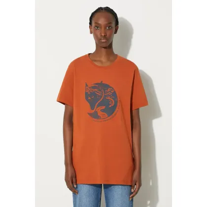Zdjęcie Fjallraven t-shirt bawełniany  Arctic Fox kolor pomarańczowy z nadrukiem F87220.243-243