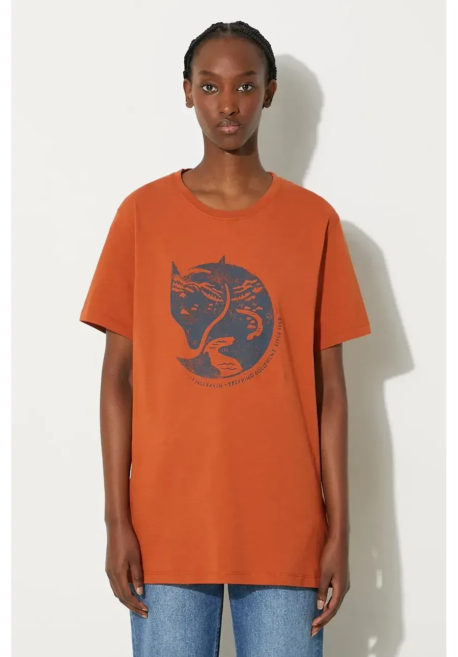 obrazek 1 Fjallraven t-shirt bawełniany  Arctic Fox kolor pomarańczowy z nadrukiem F87220.243-243