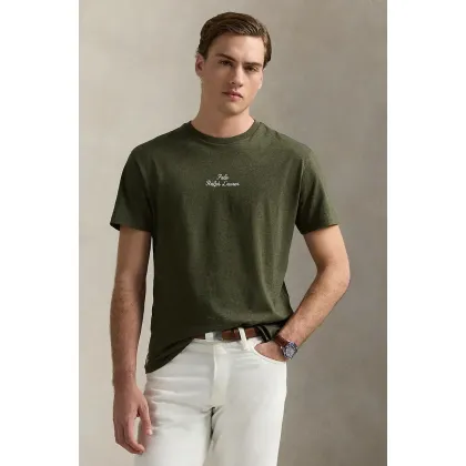 Zdjęcie Polo Ralph Lauren t-shirt bawełniany męski kolor zielony gładki