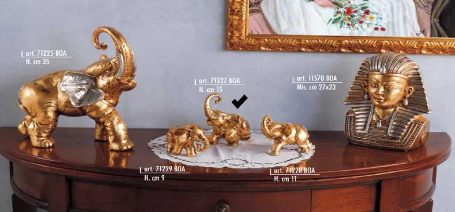 obrazek 1 Złoty ceramiczny słoń Zeus z uniesioną trąbą 15cm - Valle d'oro Patchi