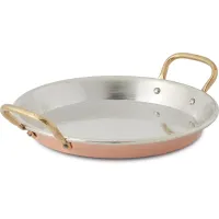 Picture Paella pan with 2 handles, smooth galvanized copper, ø 60 cm - Cu Artigiana
