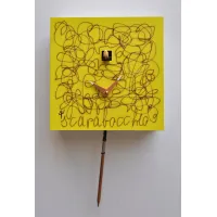 Picture A unique wall clock with a cuckoo and a pencil-shaped pendulum
