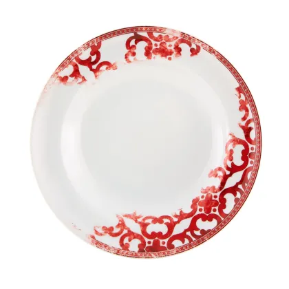 Zdjęcie Luksusowy porcelanowy talerz do zupy Timeless z oryginalnym czerwonym ornamentem - Vista Alegre