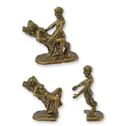 Picture Luxurious sculpture of a satyr with a woman made of bronze