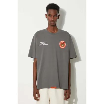 Zdjęcie AAPE t-shirt bawełniany Basic Tee męski kolor szary z nadrukiem AAPTEM1495XXM