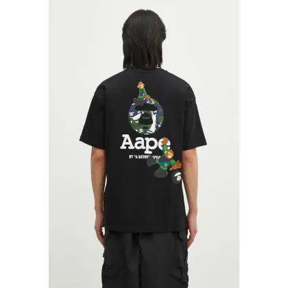 Zdjęcie AAPE t-shirt bawełniany Aaper męski kolor czarny z nadrukiem AAPTEM1574XXN