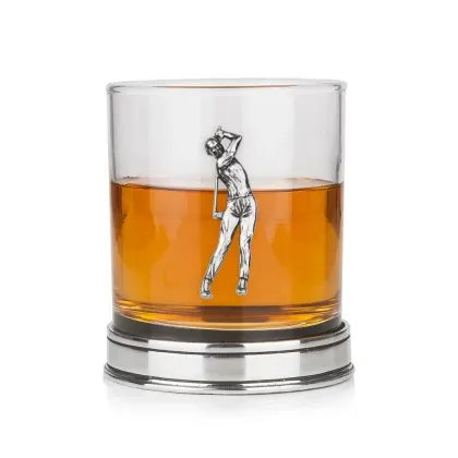 Zdjęcie Szklanka do whisky z emblematem – graczem w golfa – stylowy prezent dla miłośnika golfa