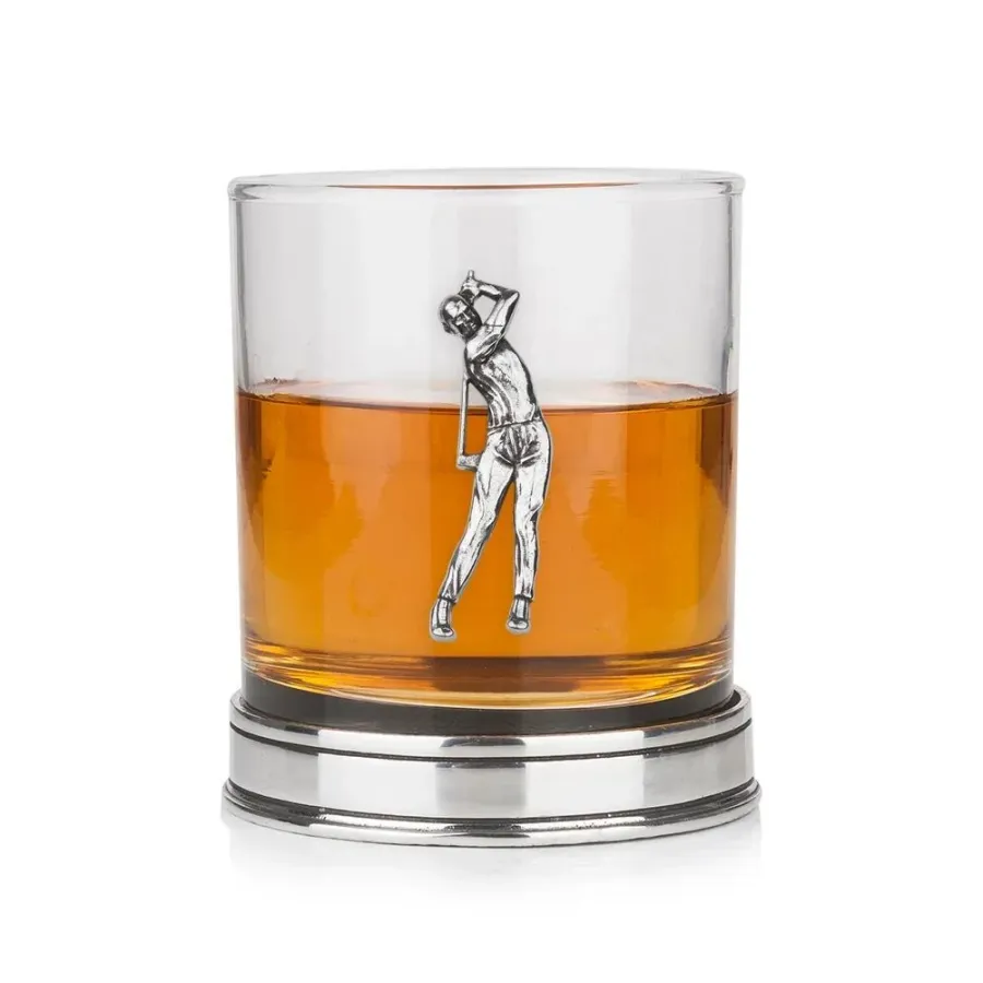 obrazek 1 Szklanka do whisky z emblematem – graczem w golfa – stylowy prezent dla miłośnika golfa