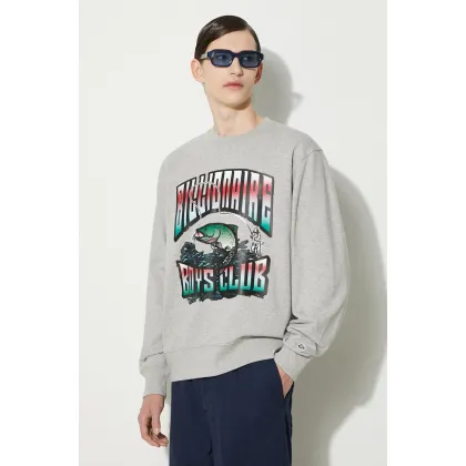 Zdjęcie Billionaire Boys Club bluza bawełniana Big Catch Crewneck męska kolor szary z nadrukiem B24230