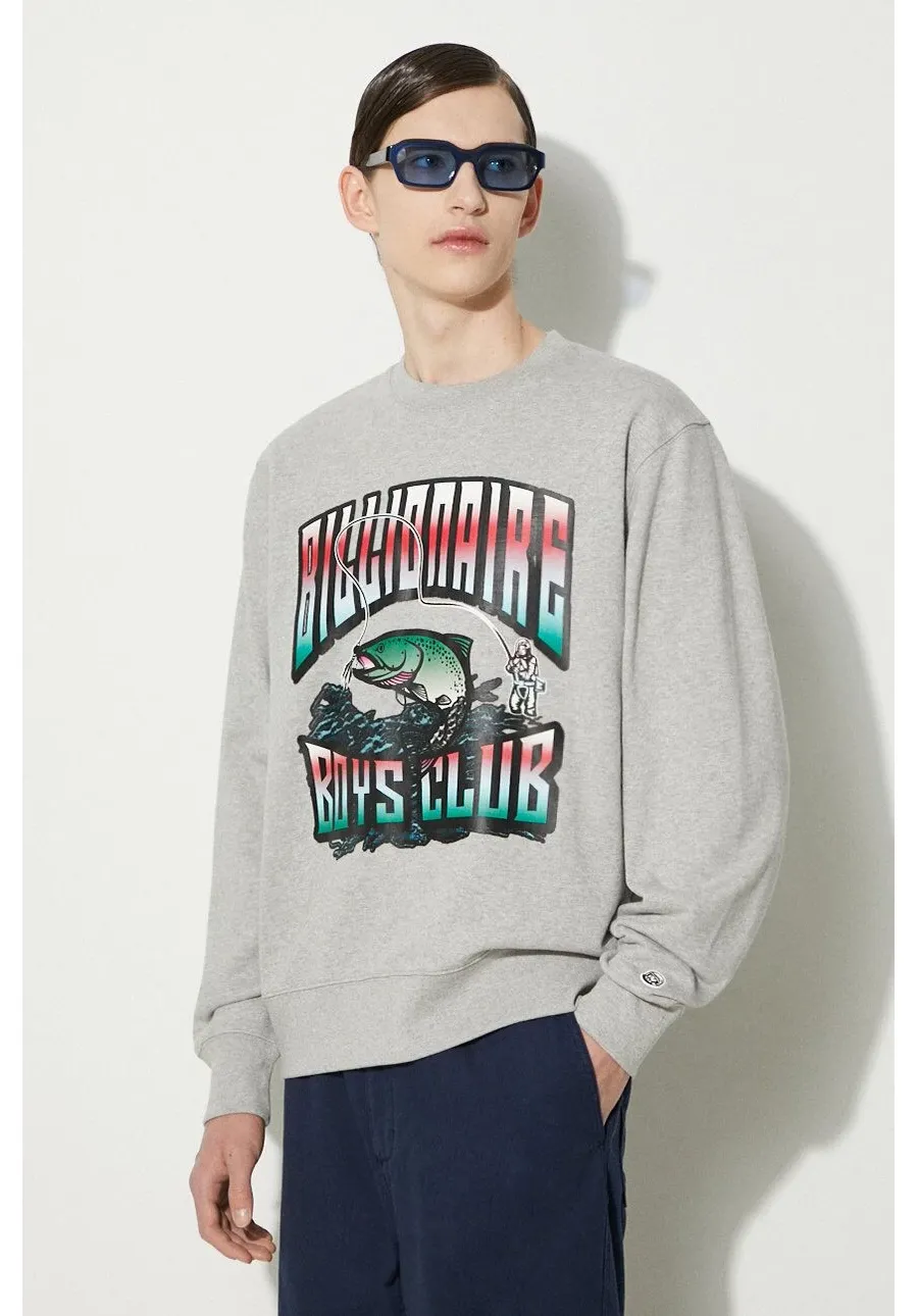 obrazek 1 Billionaire Boys Club bluza bawełniana Big Catch Crewneck męska kolor szary z nadrukiem B24230