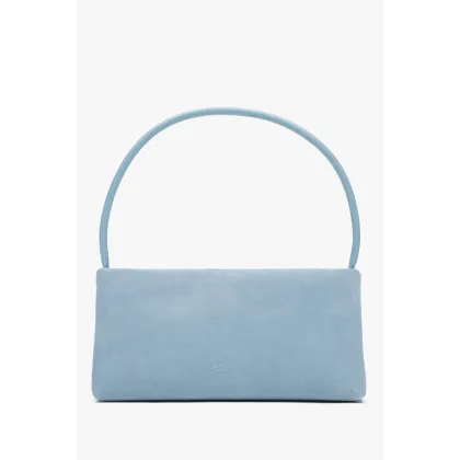 Zdjęcie Estro: Niebieska torebka damska na ramię z weluru naturalnego