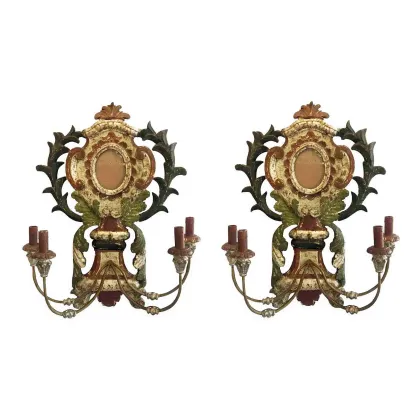 Zdjęcie Para lakierowanych i posrebrzanych kinkietów z czterema światłami E14