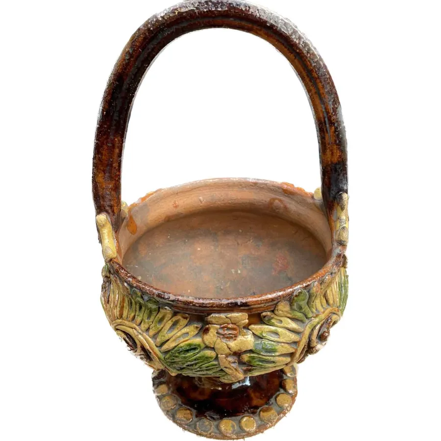 obrazek 4 Kociołek z uchwytem ceramicznym Val di Chiana z XIX wieku