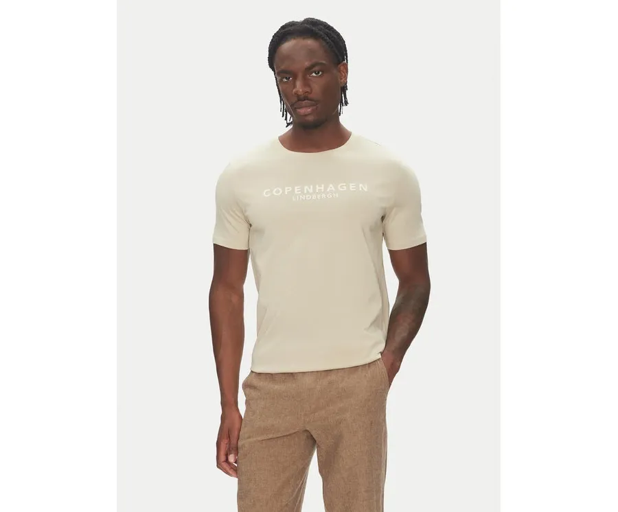 obrazek 1 Lindbergh T-Shirt 30-400200 Beżowy Relaxed Fit
