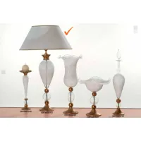 Zdjęcie Szykowna ceramiczna lampa w starym złocie i szkle irlandzkim