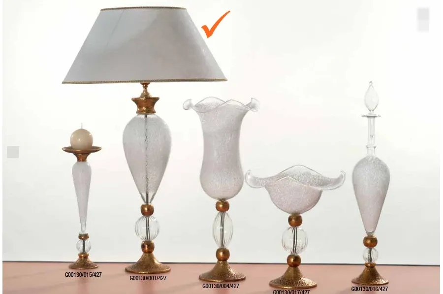 obrazek 1 Szykowna ceramiczna lampa w starym złocie i szkle irlandzkim