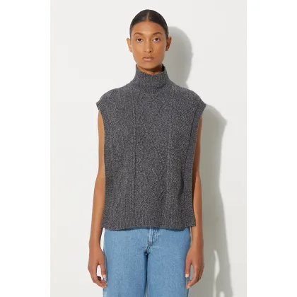 Zdjęcie A.P.C. kamizelka wełniana Pull Cameron kolor szary z golfem WVBDQ-F23391