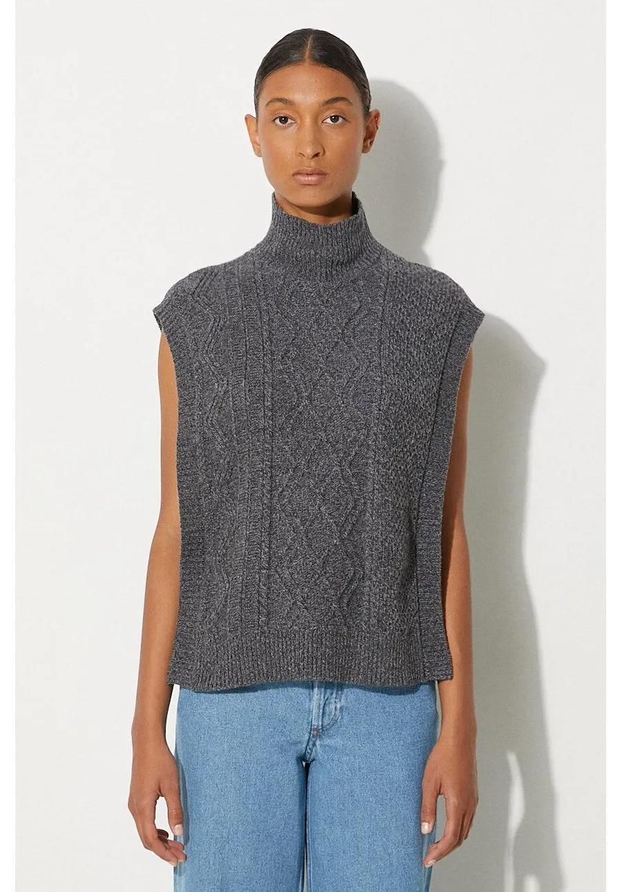obrazek 1 A.P.C. kamizelka wełniana Pull Cameron kolor szary z golfem WVBDQ-F23391