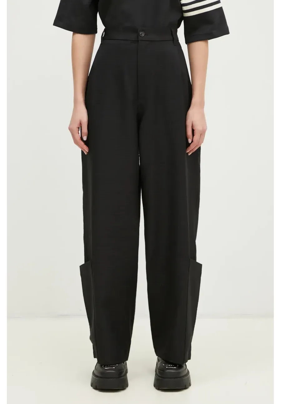 obrazek 1 Y-3 spodnie Sport Uniform Wide Leg Pants damskie kolor czarny szerokie high waist JD1759