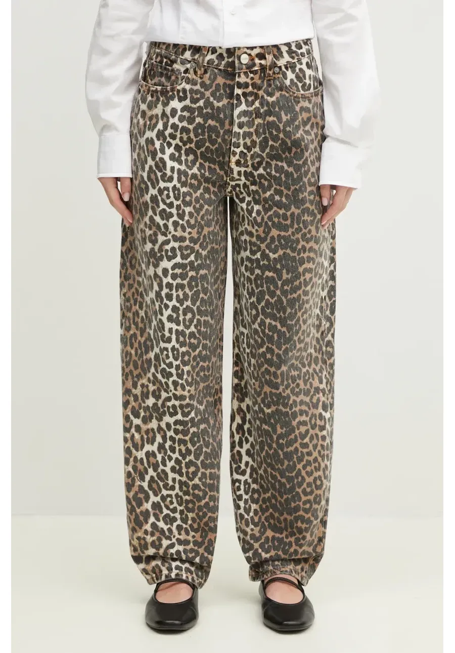 obrazek 1 GANNI jeansy Print Denim Stary damskie high waist J1184